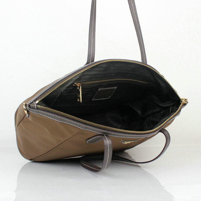 2014 Prada canvas shoulder handbag BR4664 coffee